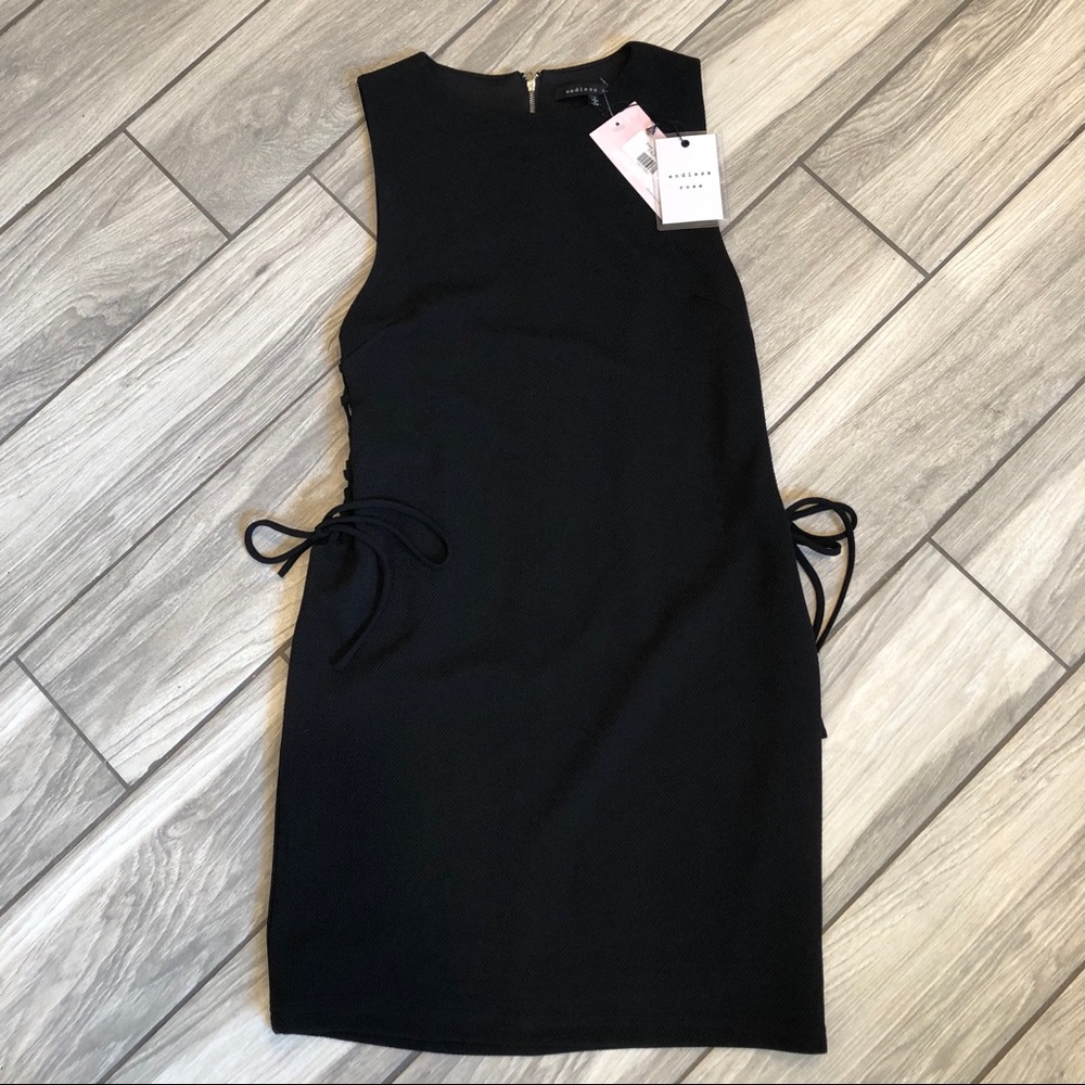 NWT - Black Lace Up Dress
